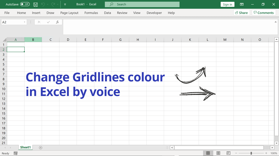 changing the colour of ms excel worksheet gridlines