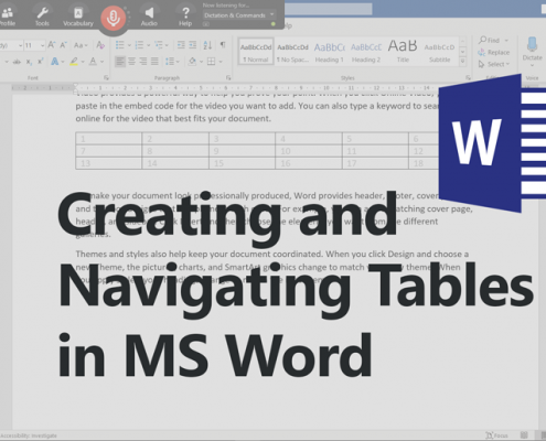 Creating and navigating tables in MS Word